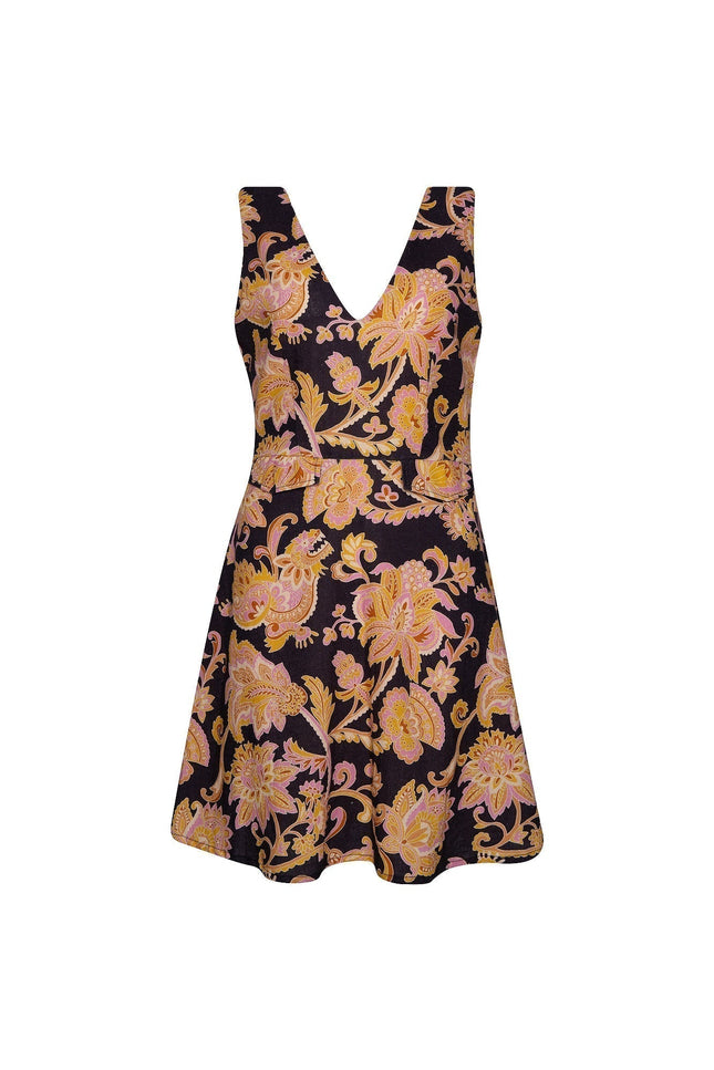 State Of Georgia I THE LITTLE LINEN  V NECK MINI DRESS - PAISLEY NAGA
