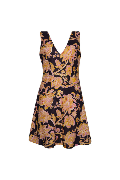 State Of Georgia I THE LITTLE LINEN  V NECK MINI DRESS - PAISLEY NAGA