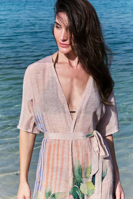 The Breeze Short Sleeves Long Kimono