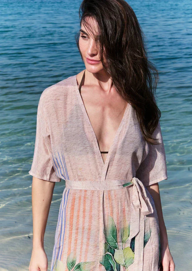 The Breeze Short Sleeves Long Kimono