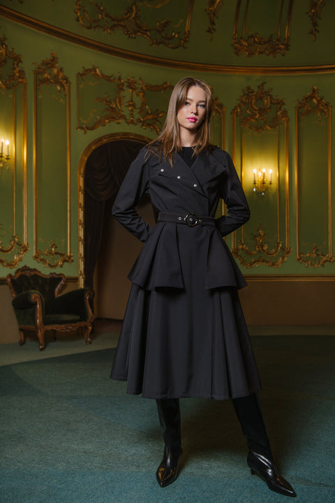 RainSisters | Double Breasted Trench Coat for Spring in Black 'Timeless Black'