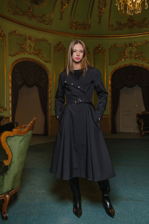 RainSisters | Double Breasted Trench Coat for Spring in Black 'Timeless Black'