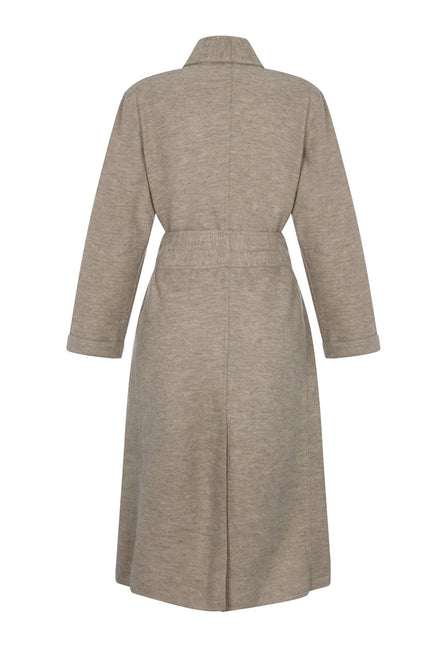 Tungsten Overcoat - Sand NORGÄTE alpaca knitwear sustainably made in Peru