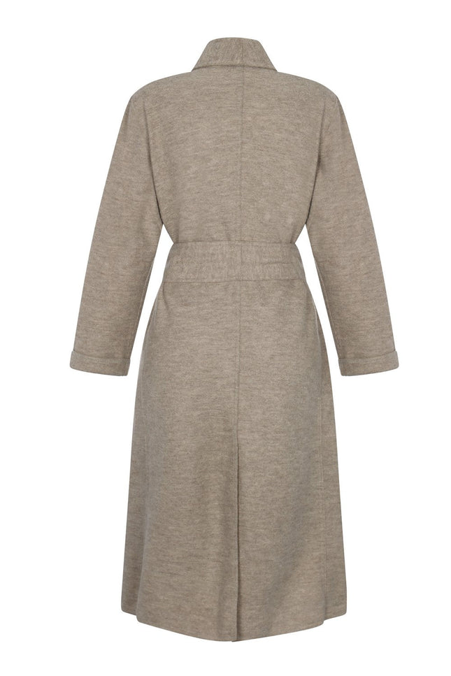 Tungsten Overcoat - Sand NORGÄTE alpaca knitwear sustainably made in Peru