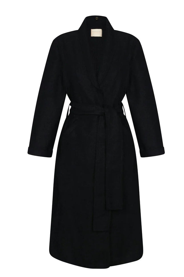 Tungsten Overcoat - Black NORGÄTE alpaca knitwear sustainably made in Peru