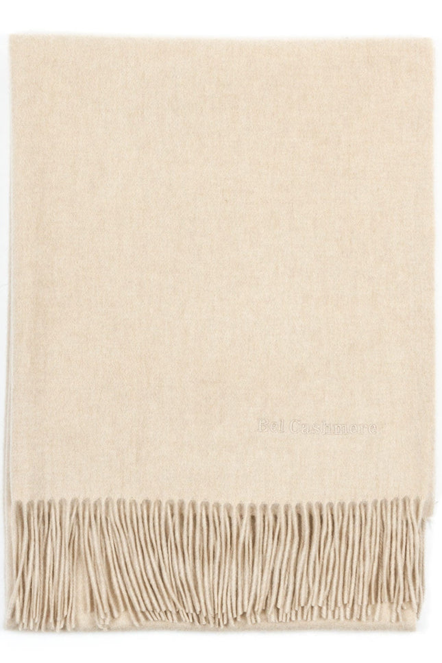 Bel Cashmere | Estola/ Bufanda grande con flecos beige