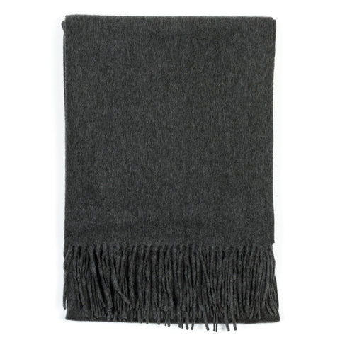 Bel Cashmere | Estola/ Bufanda grande con flecos gris oscuro