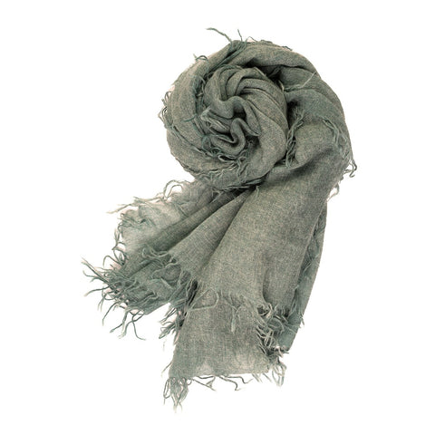 Bel Cashmere | Fular de cashmere fino con flecos verde