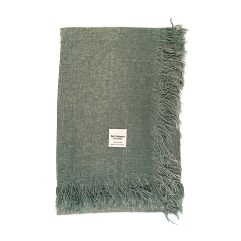 Bel Cashmere | Fular de cashmere fino con flecos verde