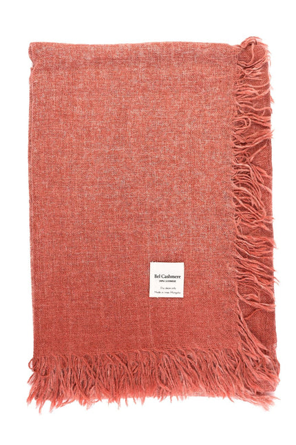 Bel Cashmere | Fular de cashmere fino con flecos rojo mineral