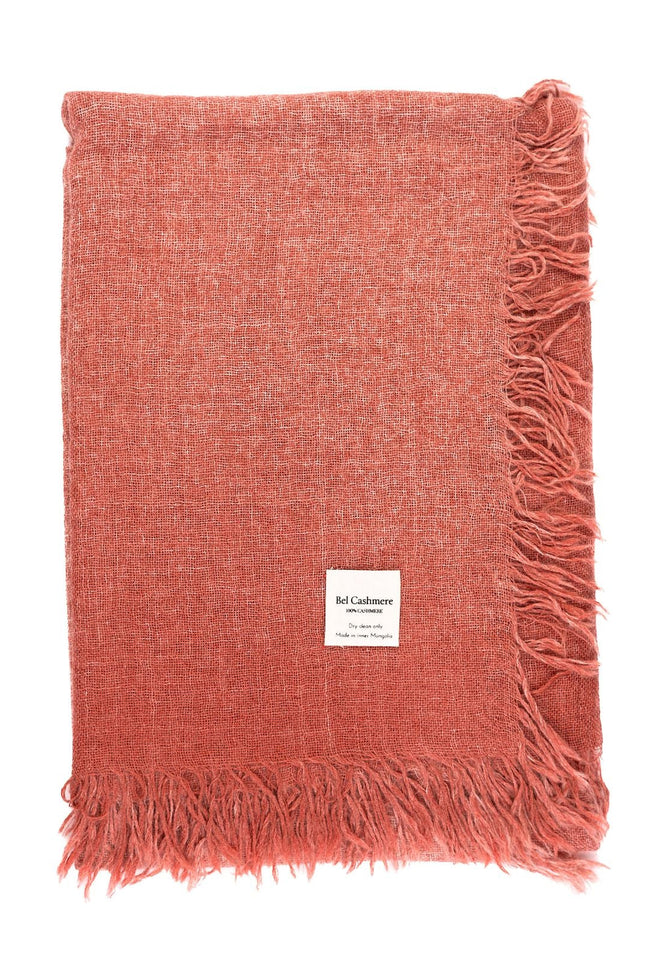 Bel Cashmere | Fular de cashmere fino con flecos rojo mineral