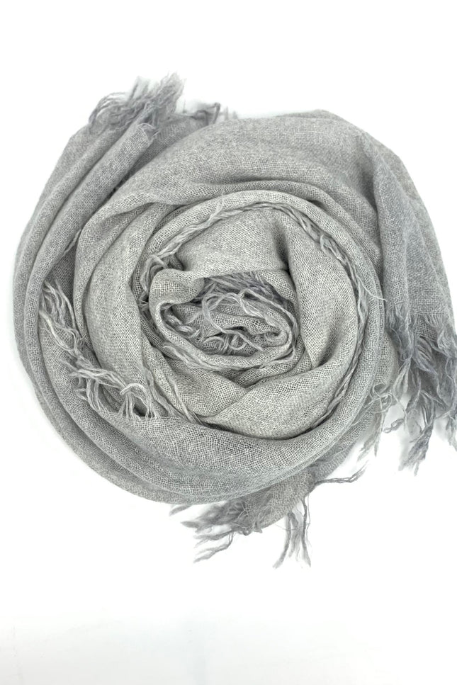 Bel Cashmere | Fular de cashmere fino con flecos gris