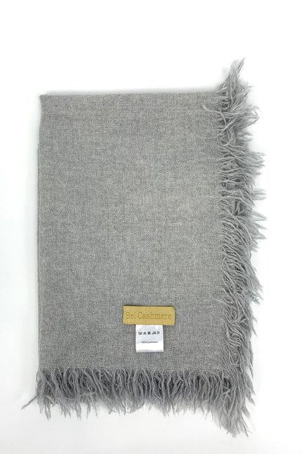 Bel Cashmere | Fular de cashmere fino con flecos gris