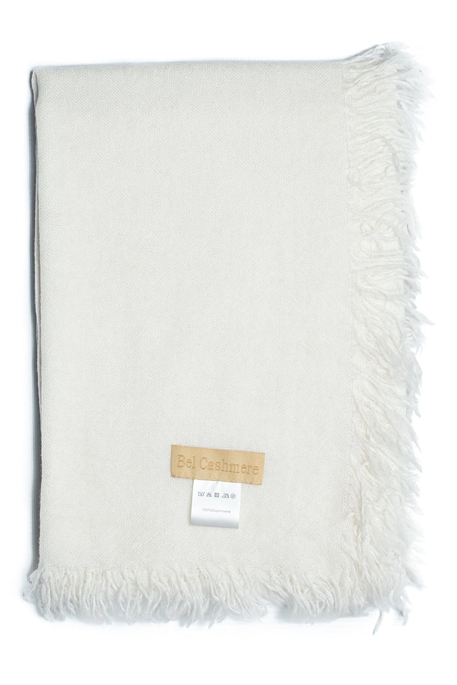 Bel Cashmere | Fular de cashmere flecos blanco