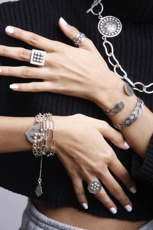 Yelli Jewels | Coins Braided Bangle Bracelet