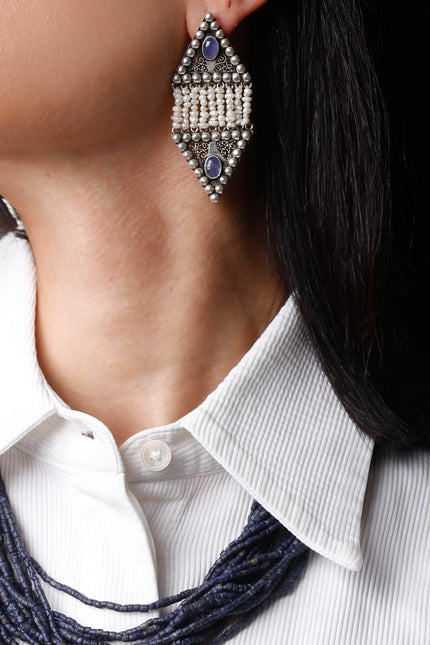 Yelli Jewels | Sapphire Rain Pearl Drop earrings