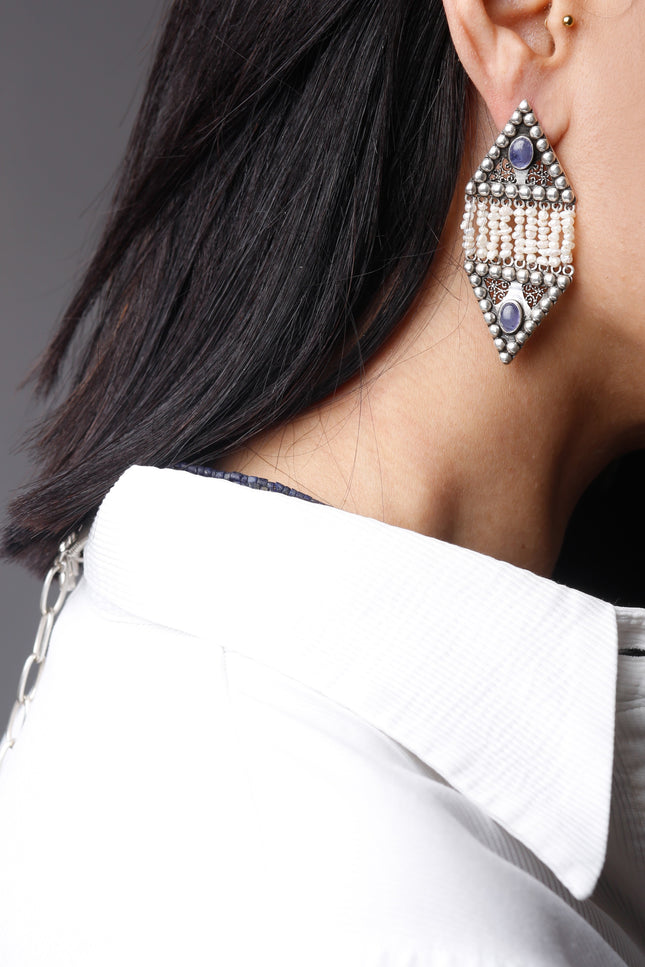 Yelli Jewels | Sapphire Rain Pearl Drop earrings