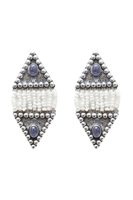 Yelli Jewels | Sapphire Rain Pearl Drop earrings