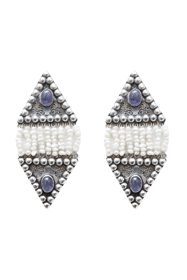 Yelli Jewels | Sapphire Rain Pearl Drop earrings