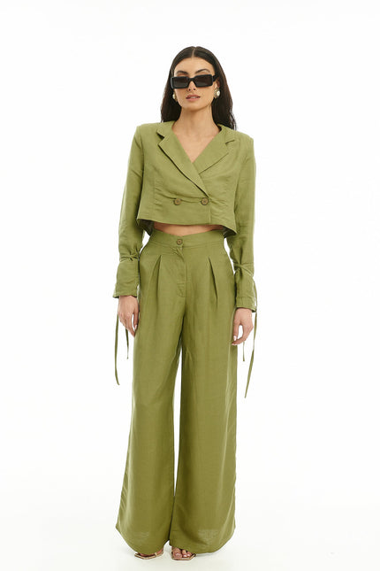 Five p.m. | Tenerife Blazer & Wide Leg Trousers Set khaki