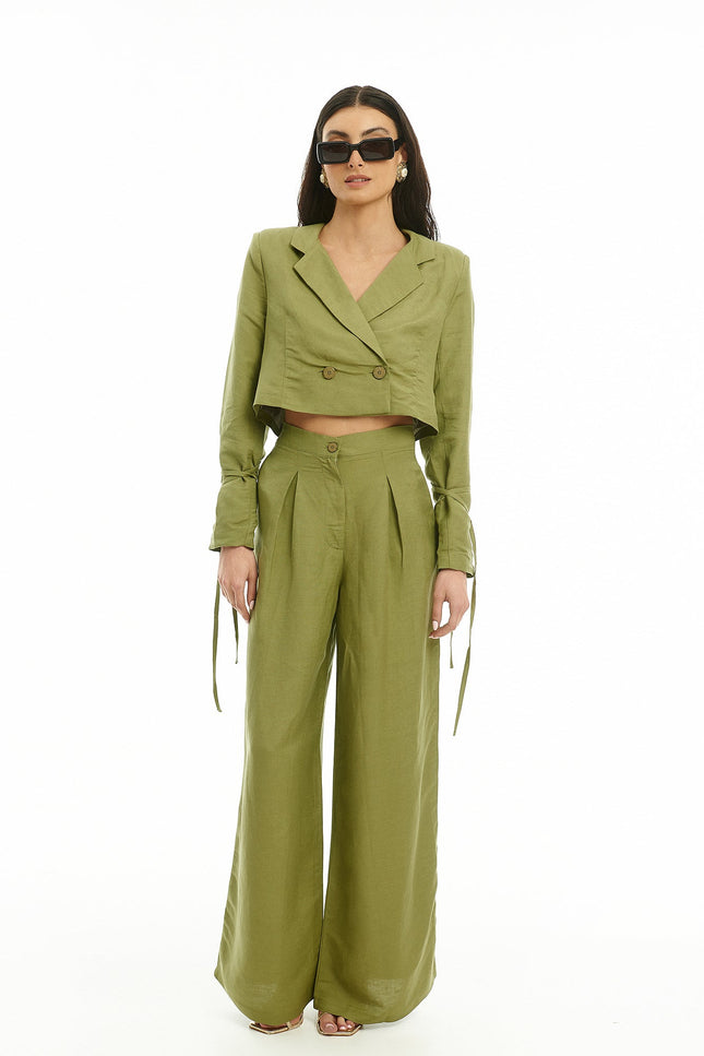 Five p.m. | Tenerife Blazer & Wide Leg Trousers Set khaki