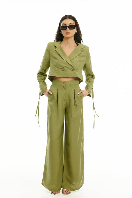 Five p.m. | Tenerife Blazer & Wide Leg Trousers Set khaki