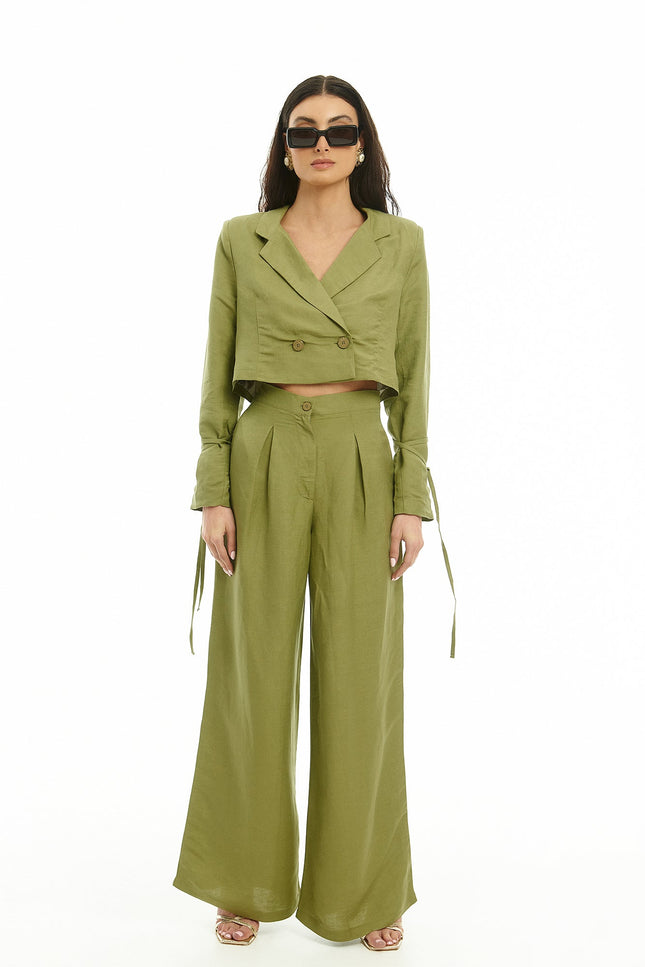Five p.m. | Tenerife Blazer & Wide Leg Trousers Set khaki