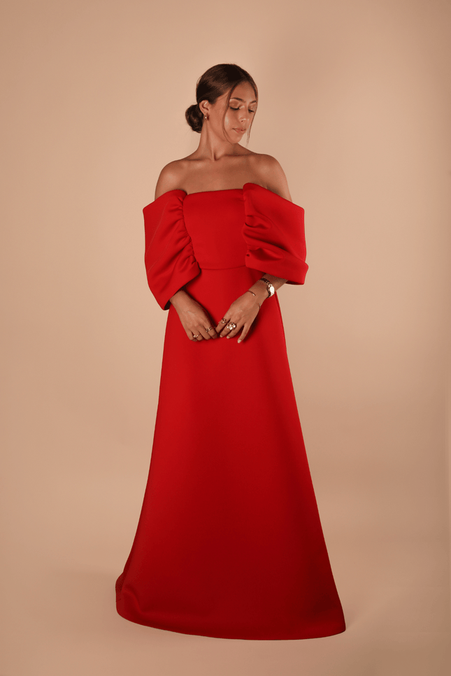 Ashley Stambouli | Half Bow Evening dress