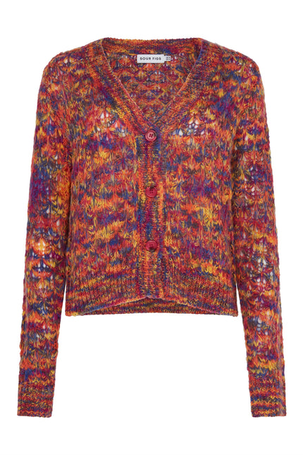 SOUR FIGS colourful autumn knit cardigan in Sunset Ember