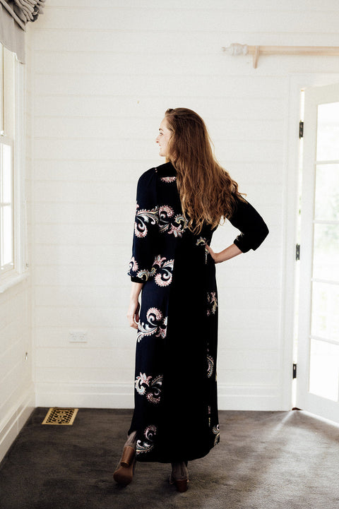 Violet Fish I Evie Dress  - Paisley Black