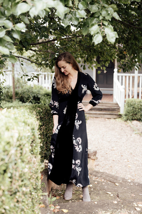 Violet Fish I Evie Dress  - Paisley Black