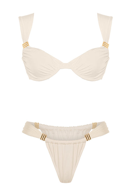 MOVOM Vida Balenli Bikini, kırık beyaz, model üzerinde tam boy görünüm