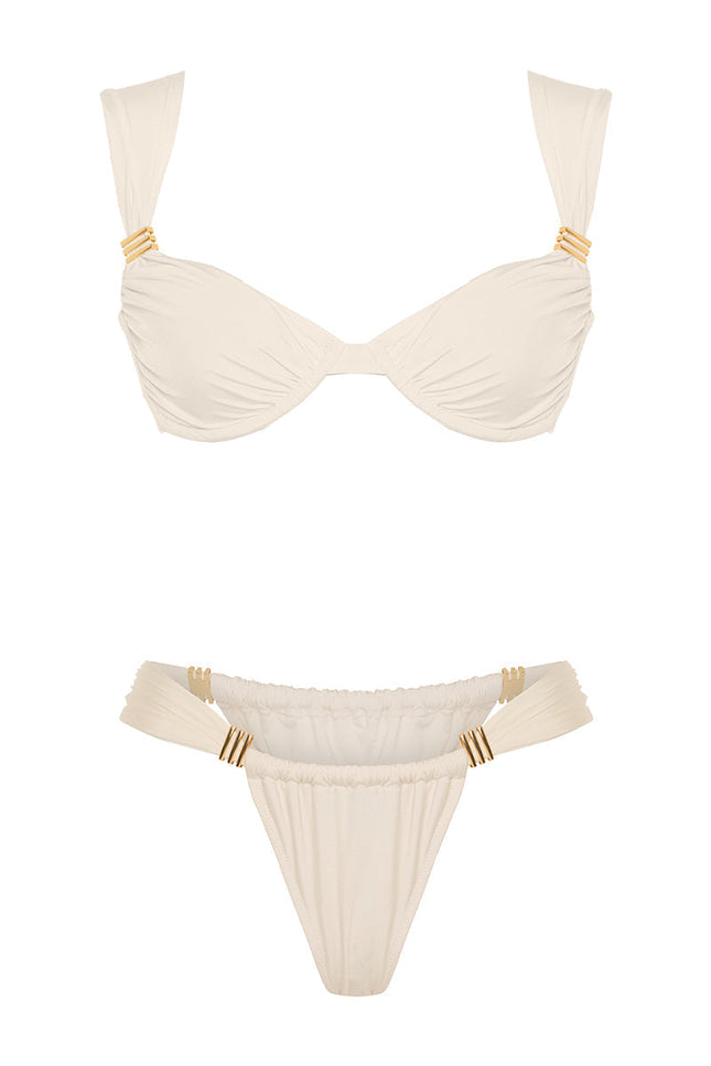 MOVOM Vida Balenli Bikini, kırık beyaz, model üzerinde tam boy görünüm