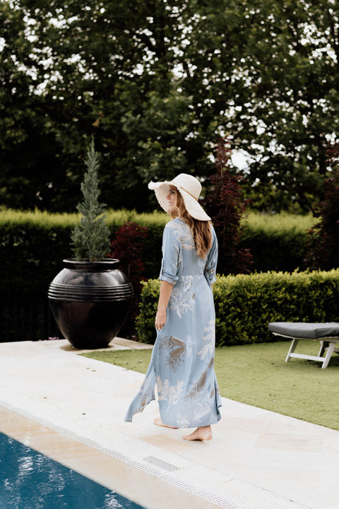 Violet Fish I George Dress - Australis Print Dusk Blue