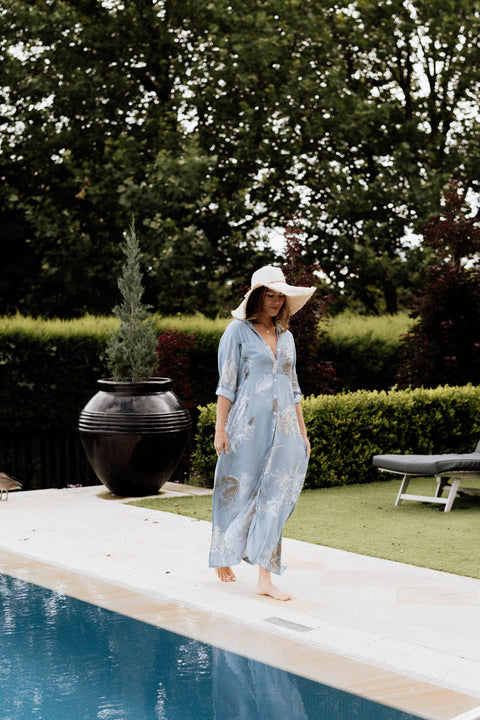 Violet Fish I George Dress - Australis Print Dusk Blue