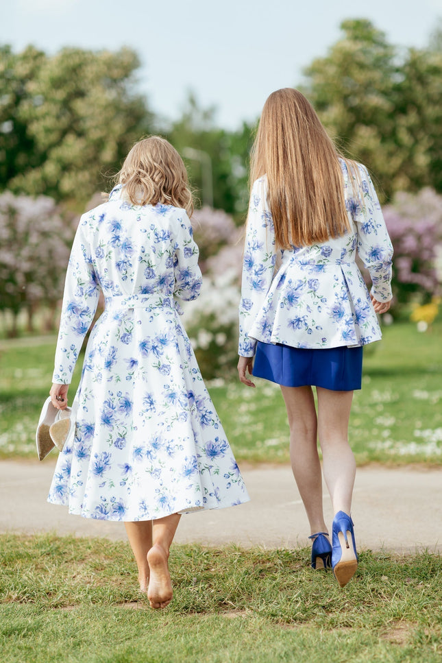 Blue Whisper jacket with Floral White coat