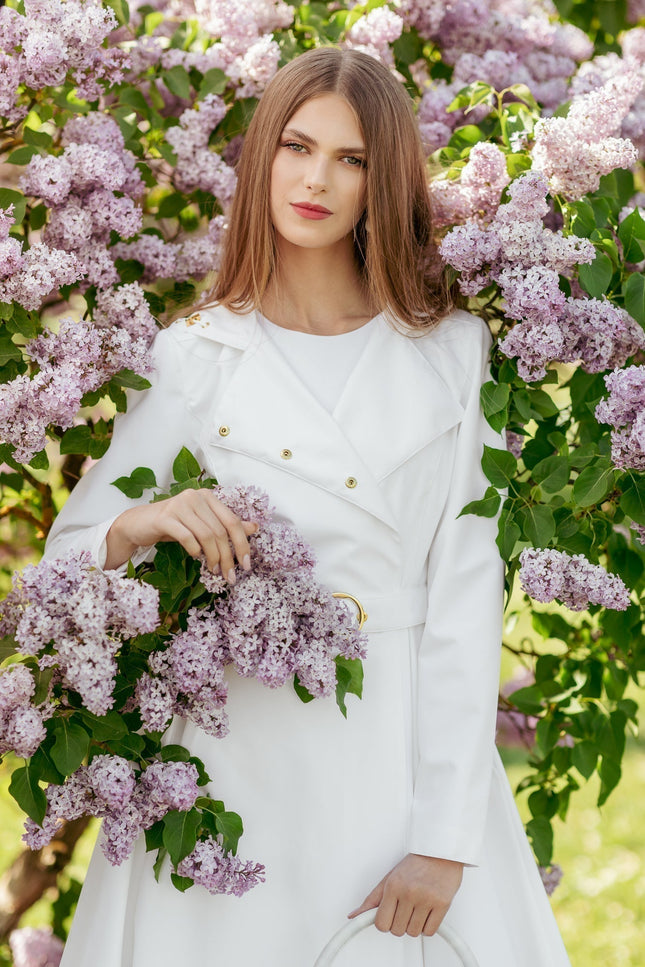 Double breasted style coat in white named Heavenly White
