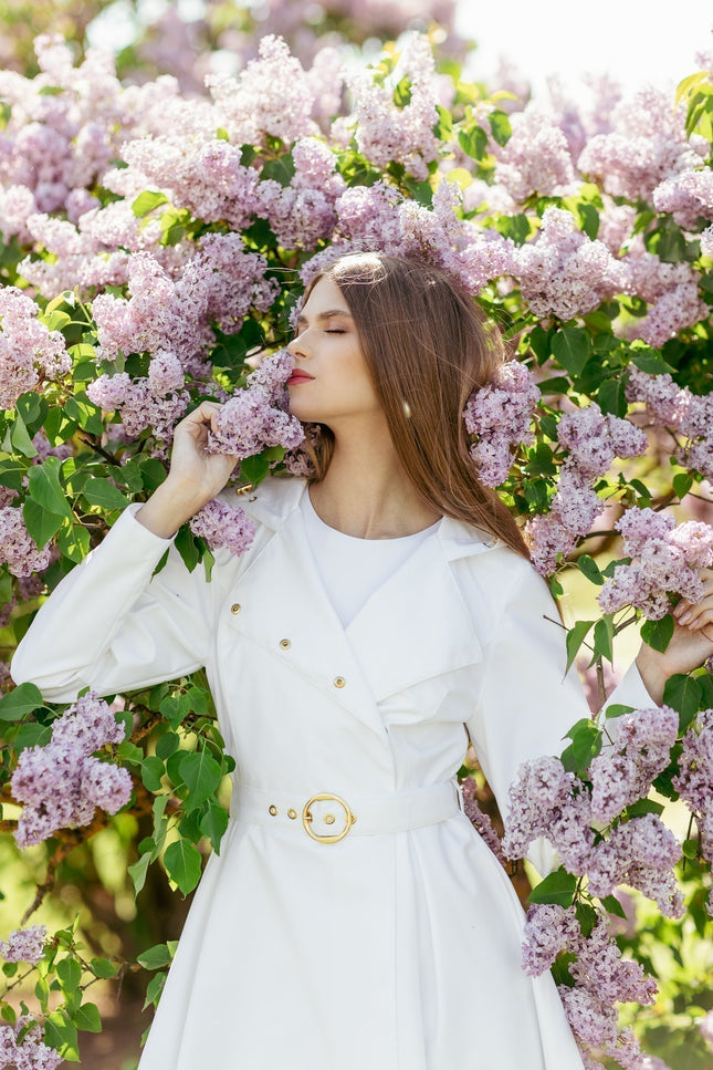 Solid white coat with belt