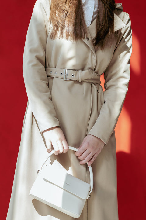 RainSisters | Double Breasted Coat with Trapeze Cut in Beige 'Classic Trench'