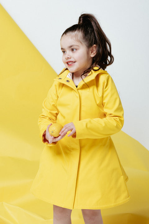 RainSisters | Girls' Yellow Coat with Hood 'Yellow Sun'