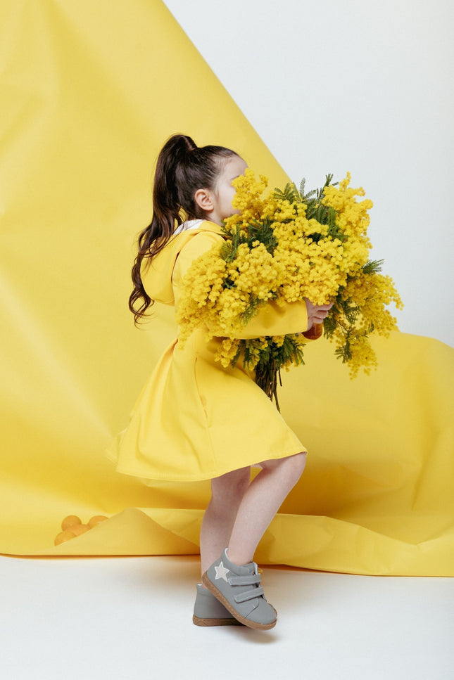 Girls' Yellow Raincoat with Hood