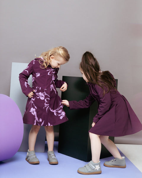 RainSisters | Dark Purple Flared Coat for Girls 'Ruby Purple'