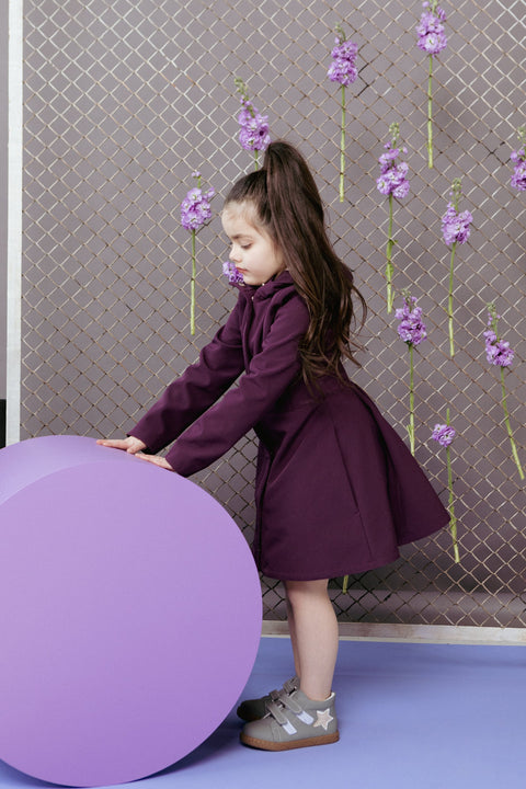 RainSisters | Dark Purple Flared Coat for Girls 'Ruby Purple'