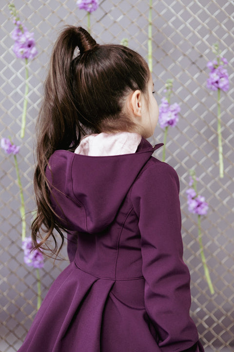 RainSisters | Dark Purple Flared Coat for Girls 'Ruby Purple'