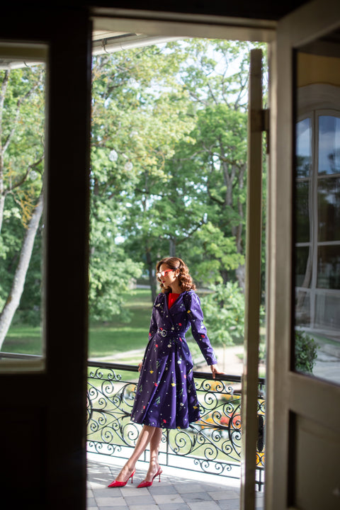 RainSisters | Double Breasted Trench Coat for Spring in Violet 'Violet Bloom'