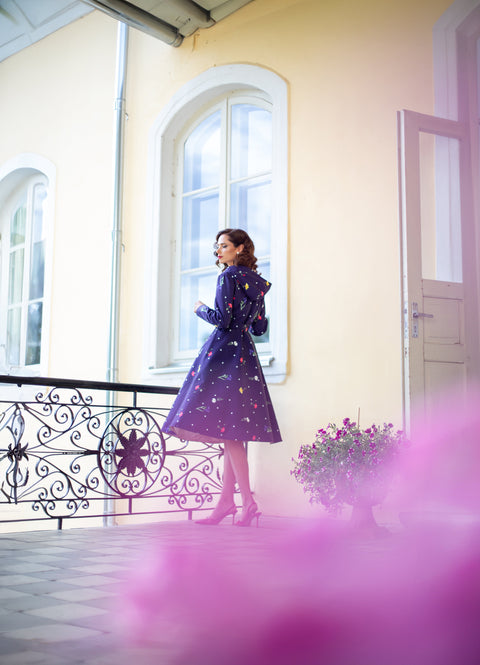 RainSisters | Double Breasted Trench Coat for Spring in Violet 'Violet Bloom'