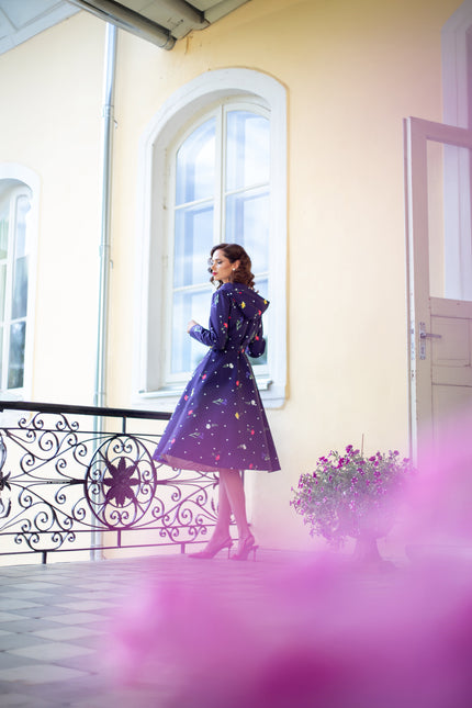 Double Breasted Trench Coat Violet Bloom