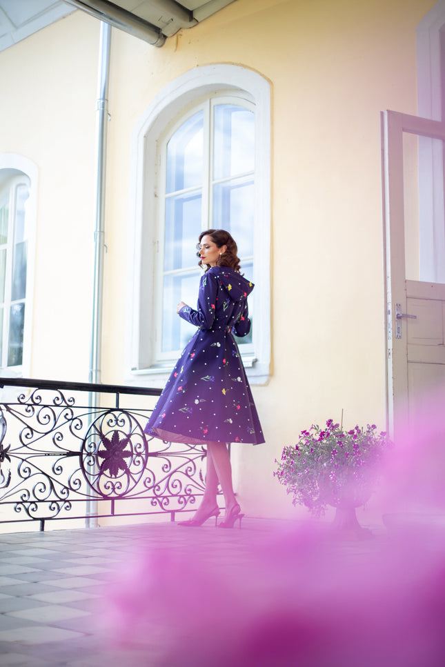 Double Breasted Trench Coat Violet Bloom