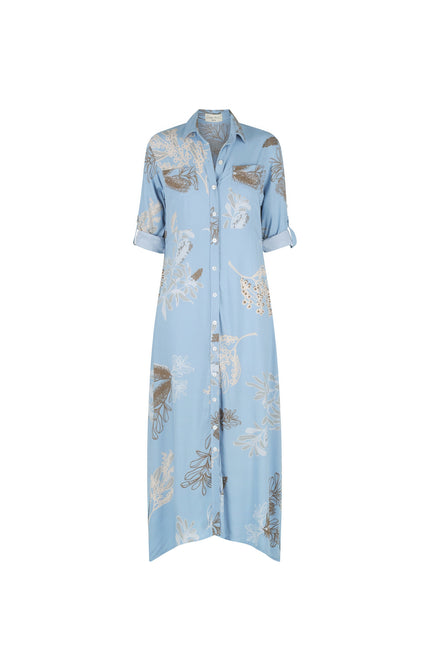 Violet Fish I George Dress - Australis Print Dusk Blue