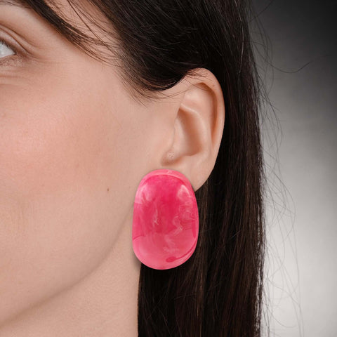 Michael Nash Jewelry | Fuschia Marbled Resin Semi Hoop Clip On Earrings